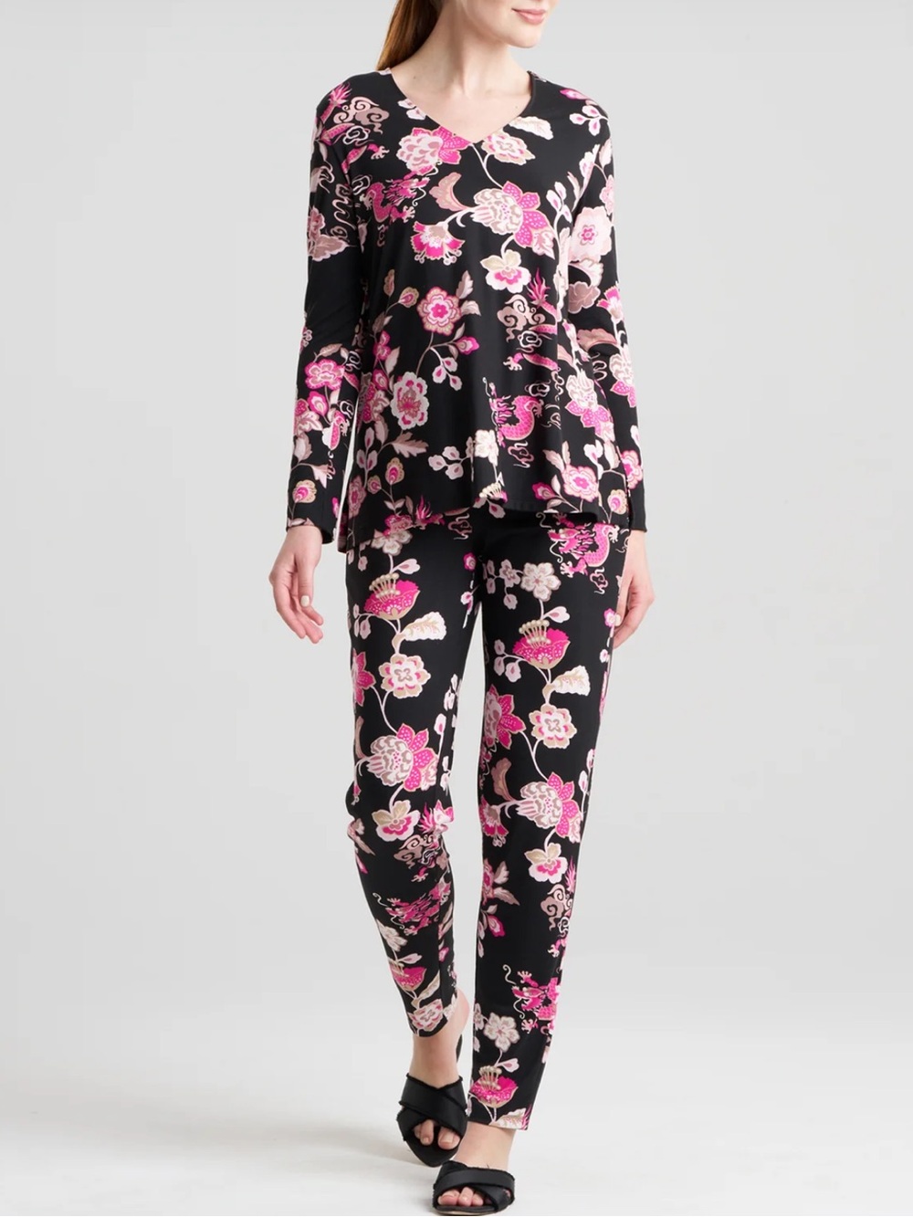 NATORI Fleur Dragon Cozy Knit Long Sleeve Pajamas set NWT